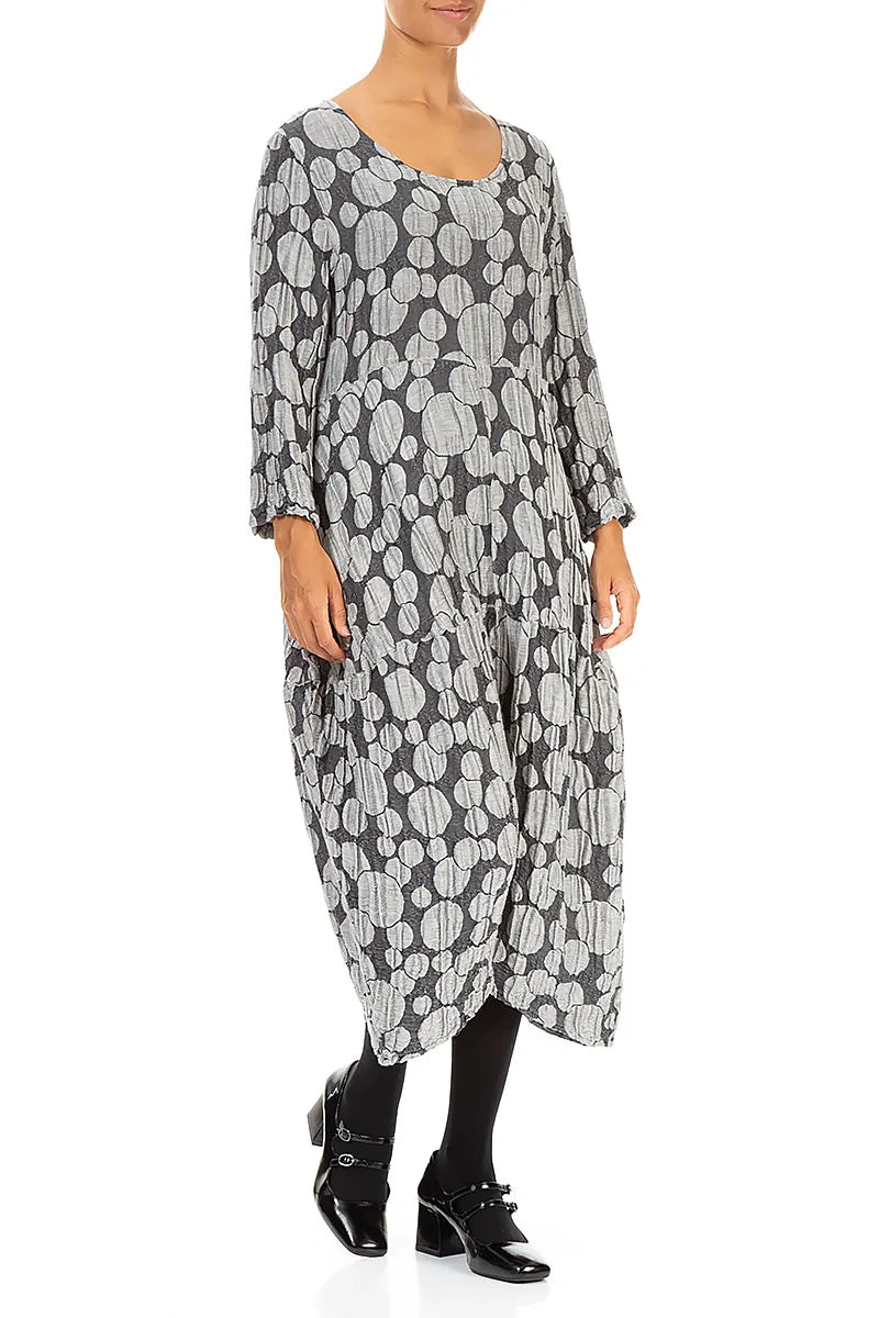 Balloon Silver Circle Silk Linen Dress