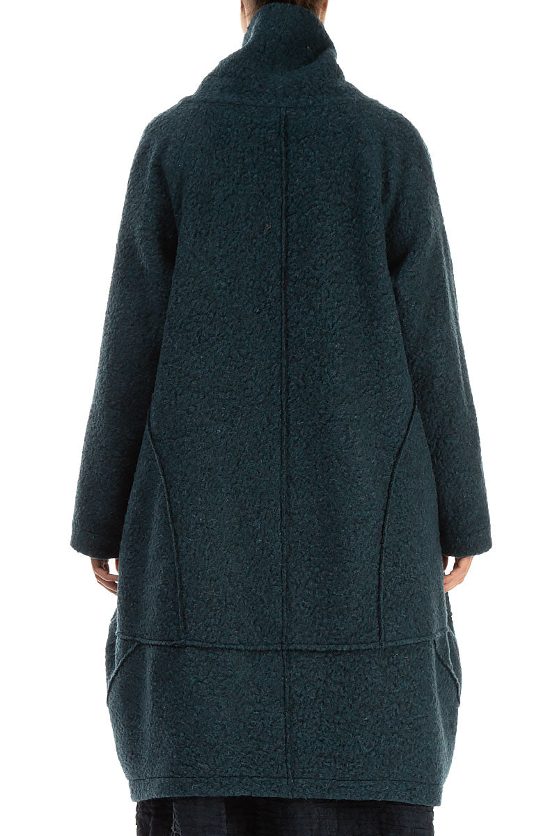 Balloon Teal Plush Wool Cotton Coat 2