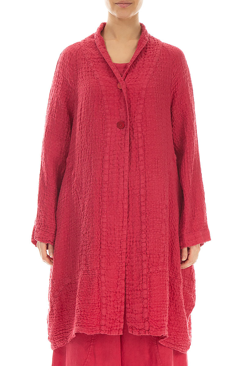 Balloon Textured Raspberry Linen Jacket 1