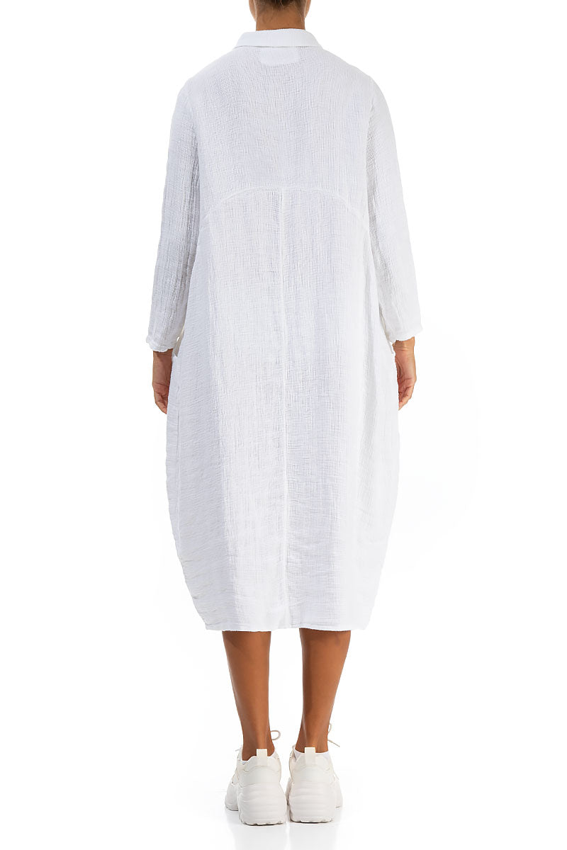 Balloon White Textured Linen Jacket Dress 2
