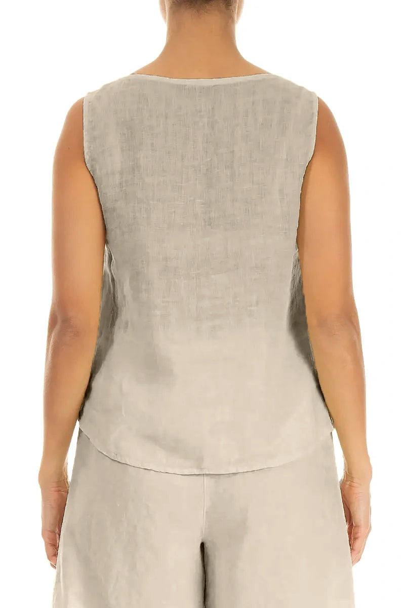 Beige Gauze Linen Top