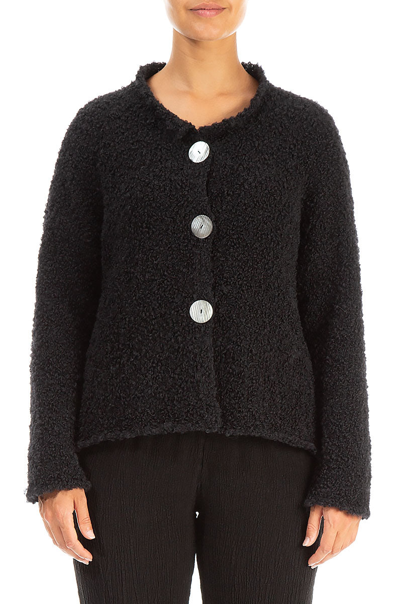 Black Alpaca Wool Cardigan 1