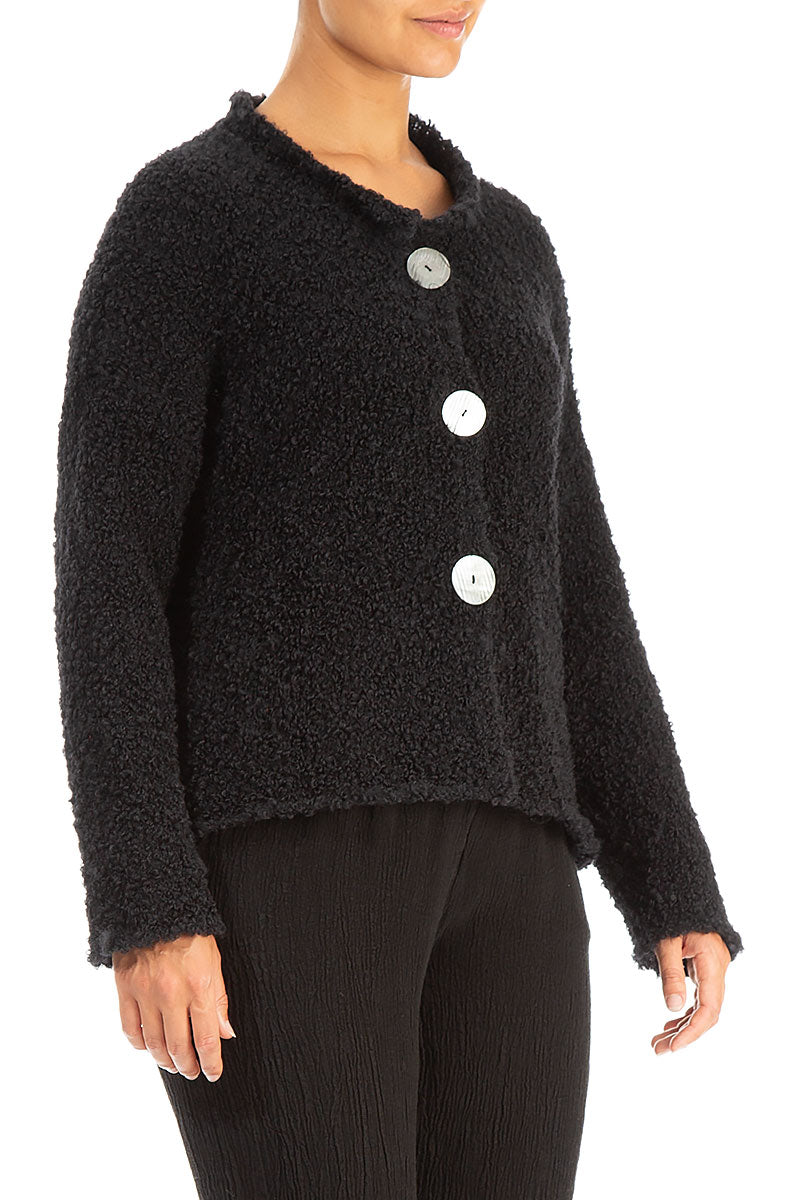 Black Alpaca Wool Cardigan 3