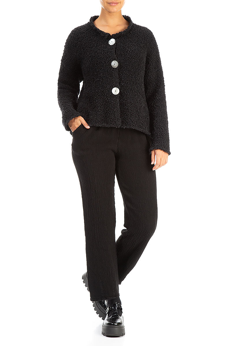 Black Alpaca Wool Cardigan 4