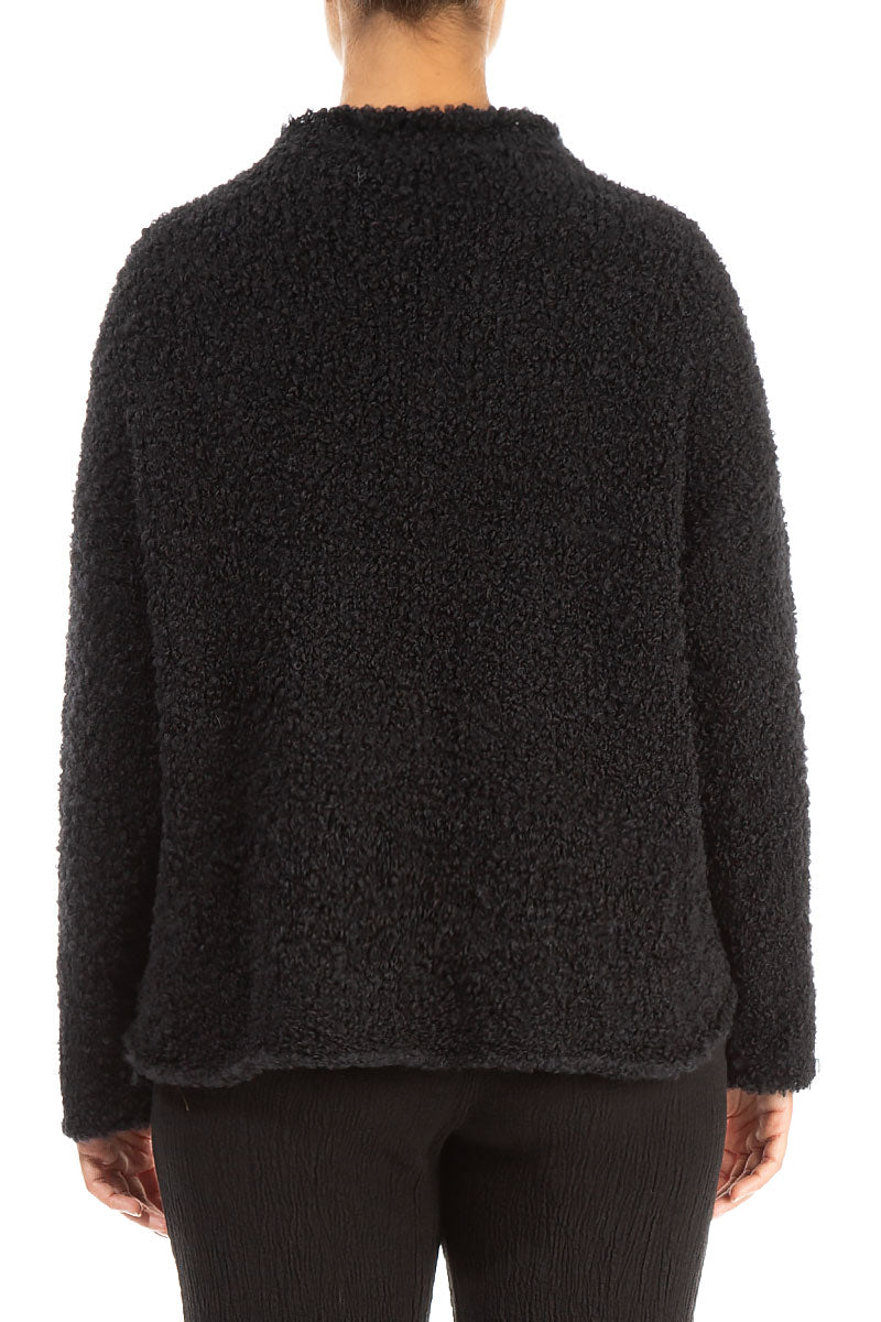 Black Alpaca Wool Cardigan 2