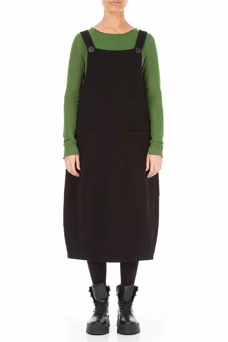 Robe salopette ballon en jersey de coton noir