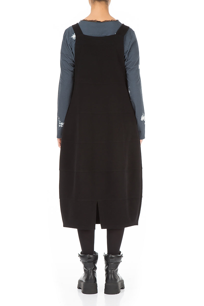 Black Cotton Jersey Balloon Pinafore Dress 2