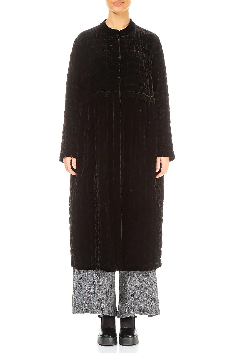 Black Pleated Silk Velvet Jacket - Coat 2