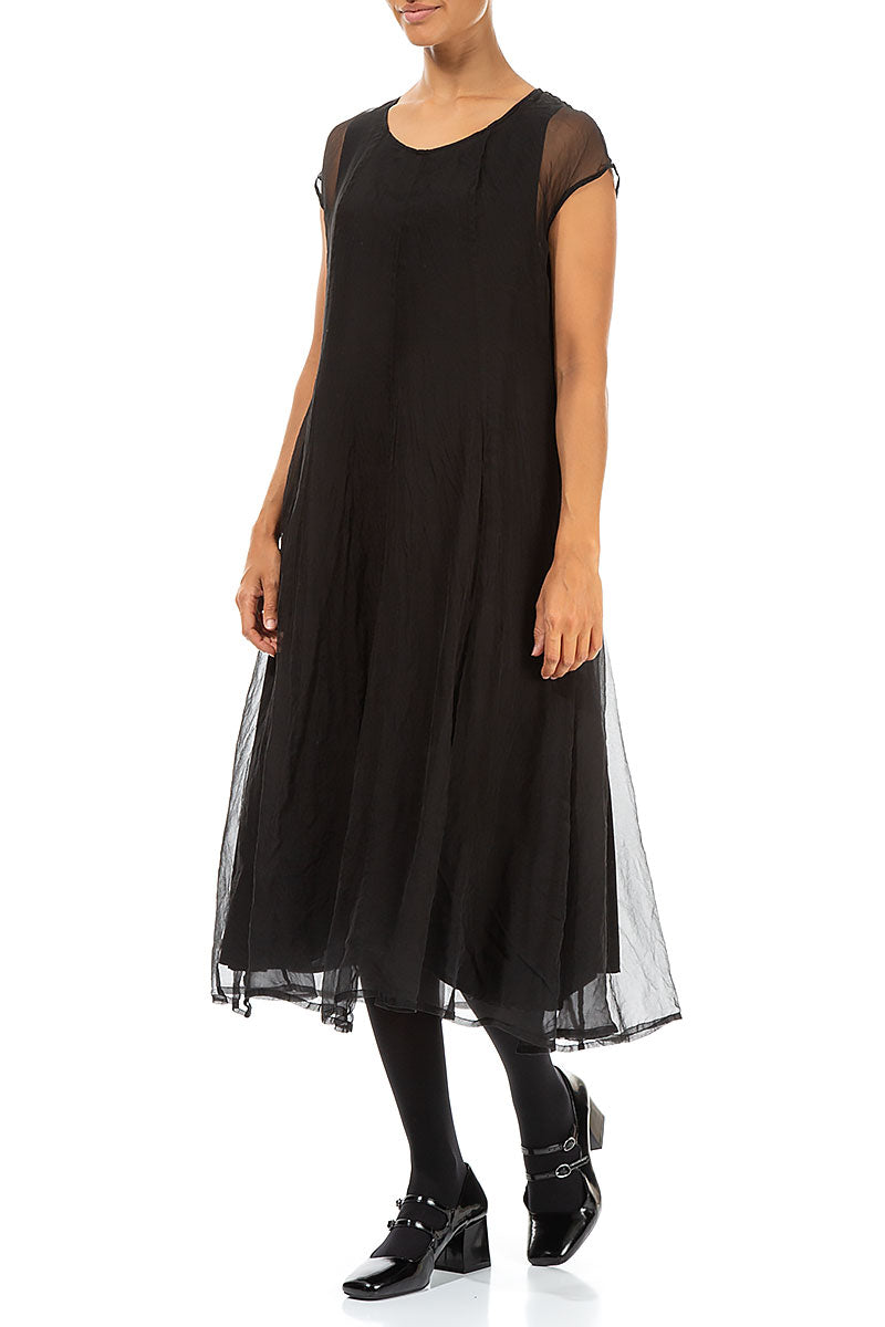 Black Silk Chiffon Dress 3