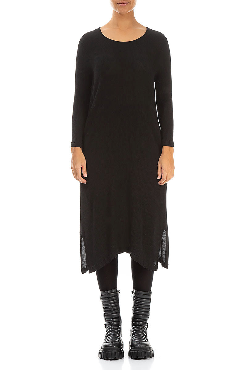 Black Silk Viscose Shift Dress 1