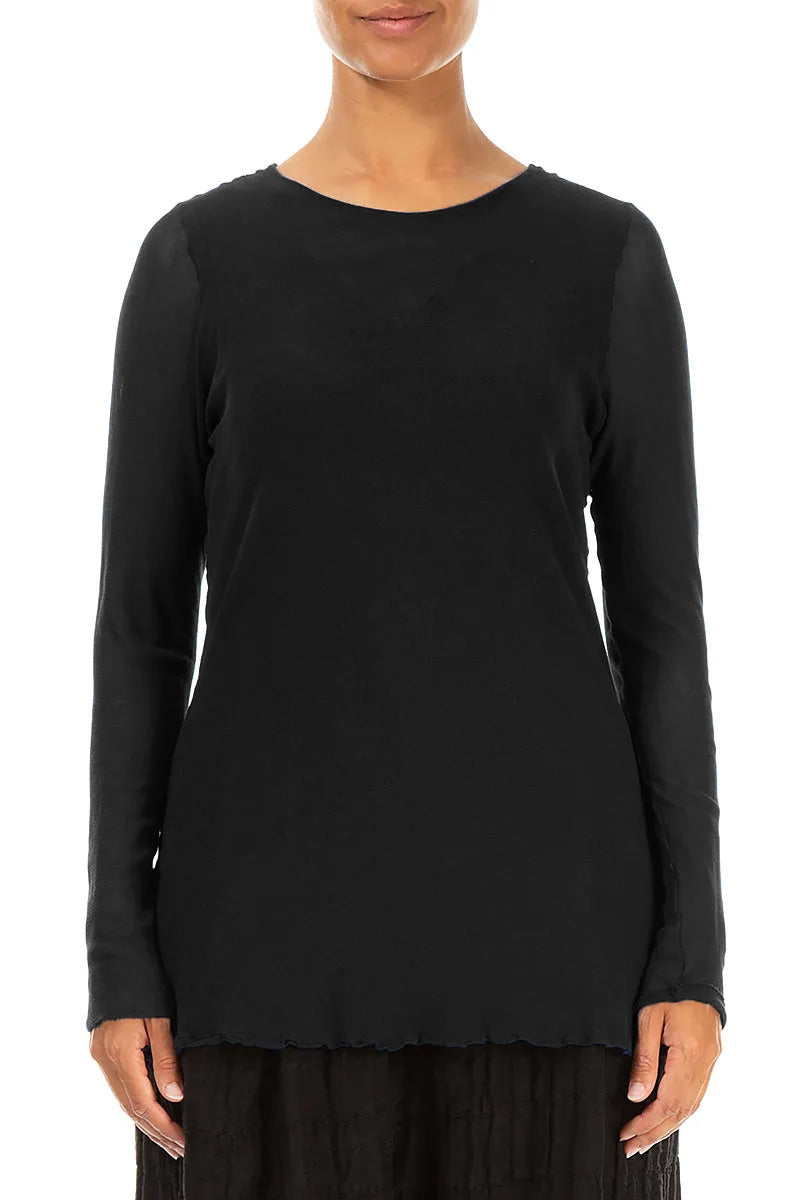 Black Mesh Soft Cotton Blouse 1