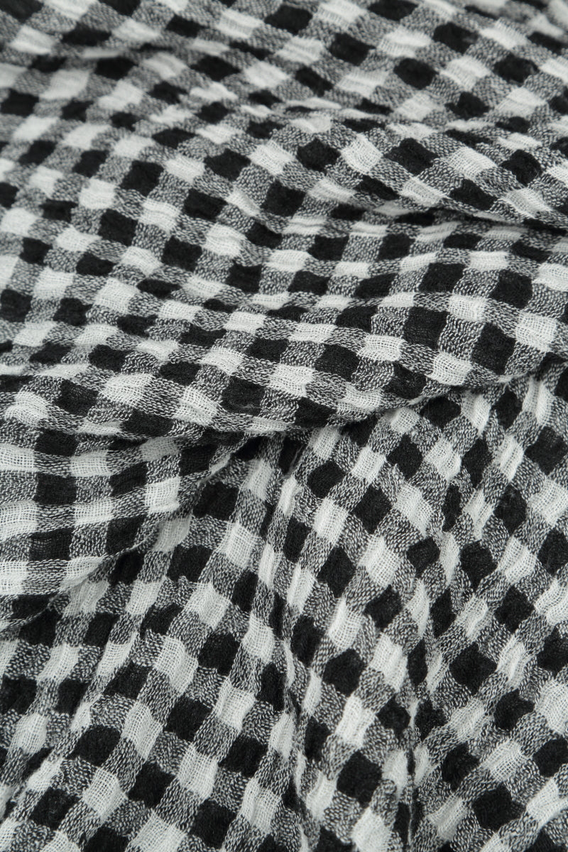 Black & White Check Linen Scarf 4