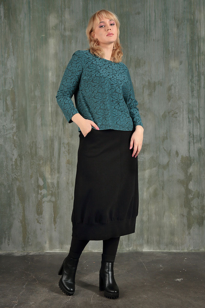 Black Cotton Midi Skirt 5