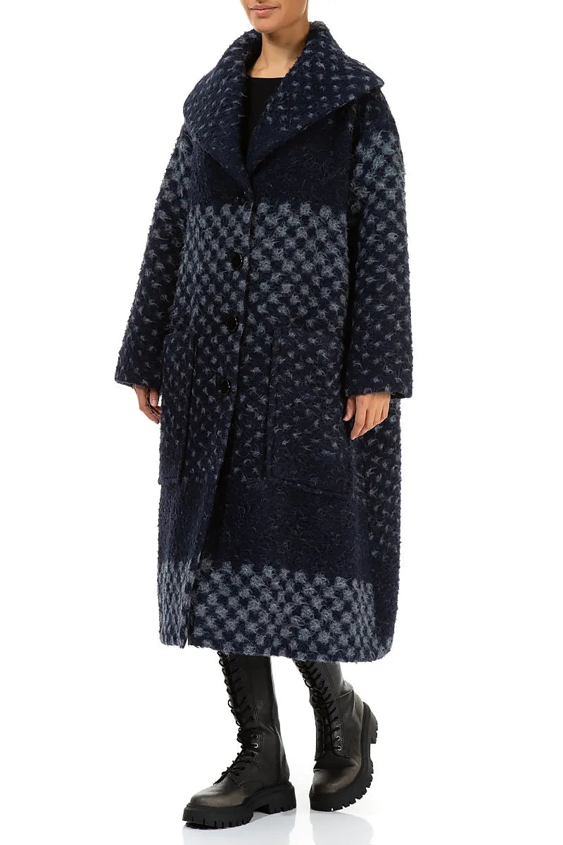 Blue Alpaca Wool Trapeze Coat 4