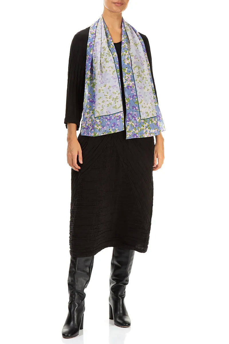 Blue Meadow Floral Silk Scarf 2