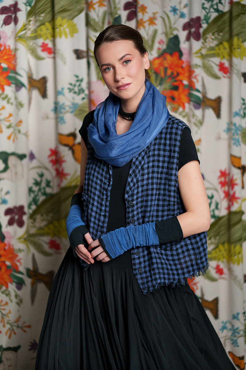 Blue Nova Check Linen Vest 6