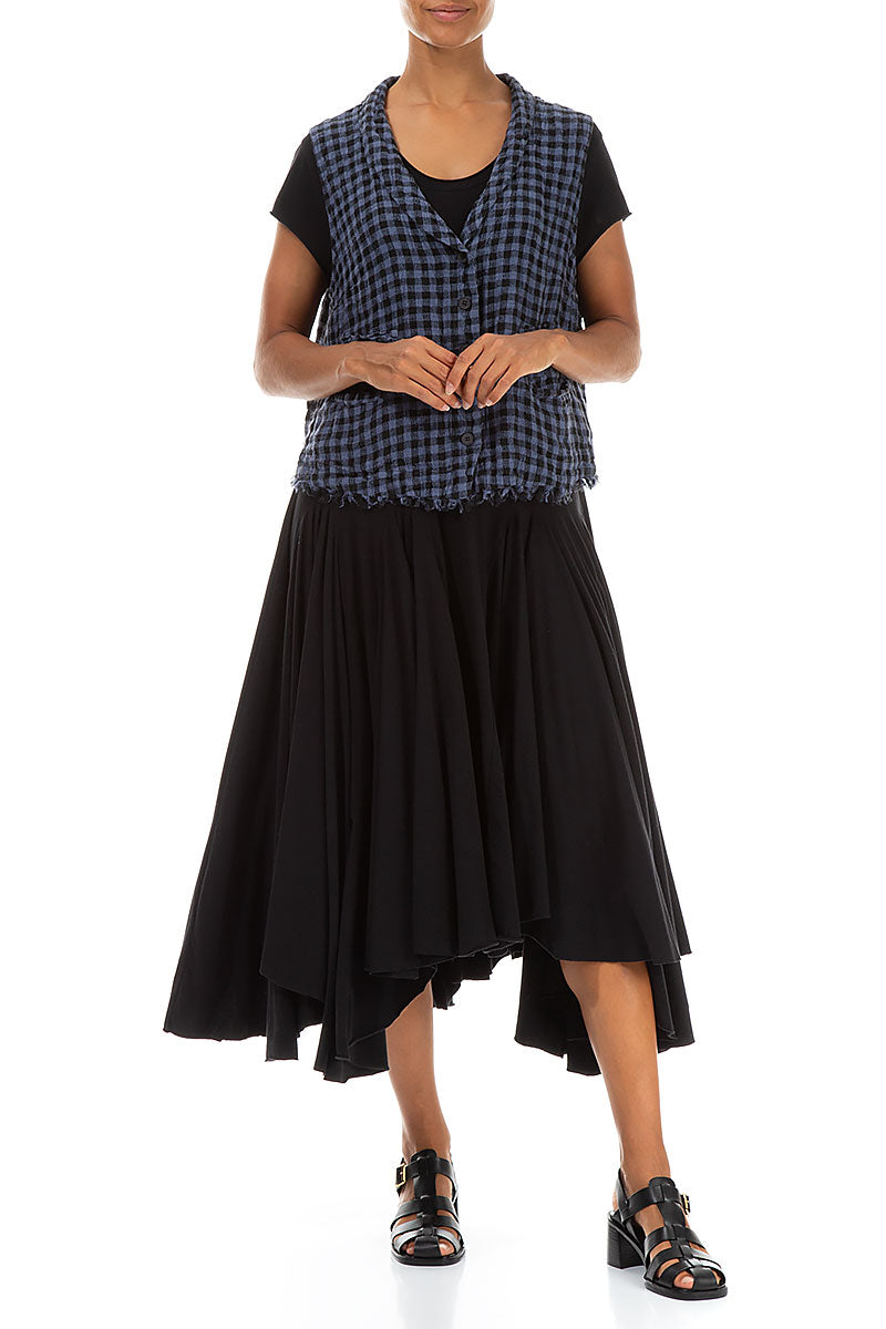 Blue Nova Check Linen Vest 4