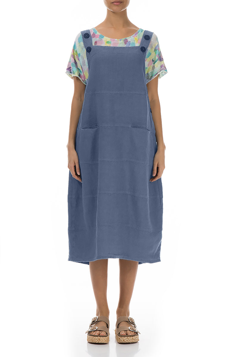 Blue Nova Linen Dungaree Dress 1