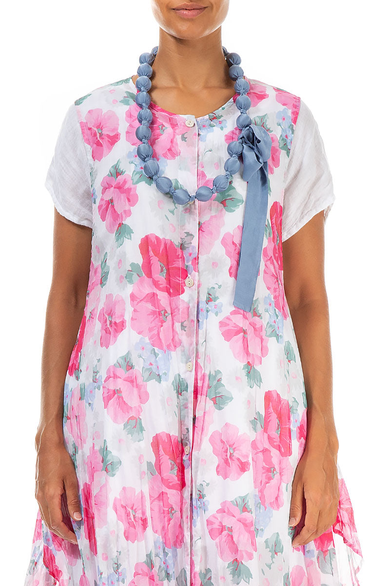 Blaue Nova-Halskette mit Seidenperlen