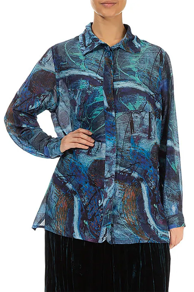 Blue Reverie Silk Cotton Shirt 4