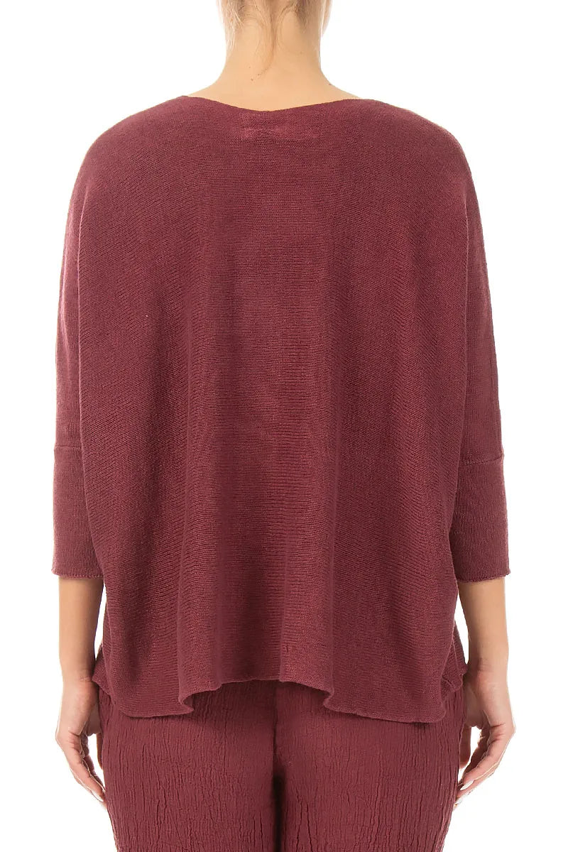 Boxy Antique Ruby Linen Cardigan