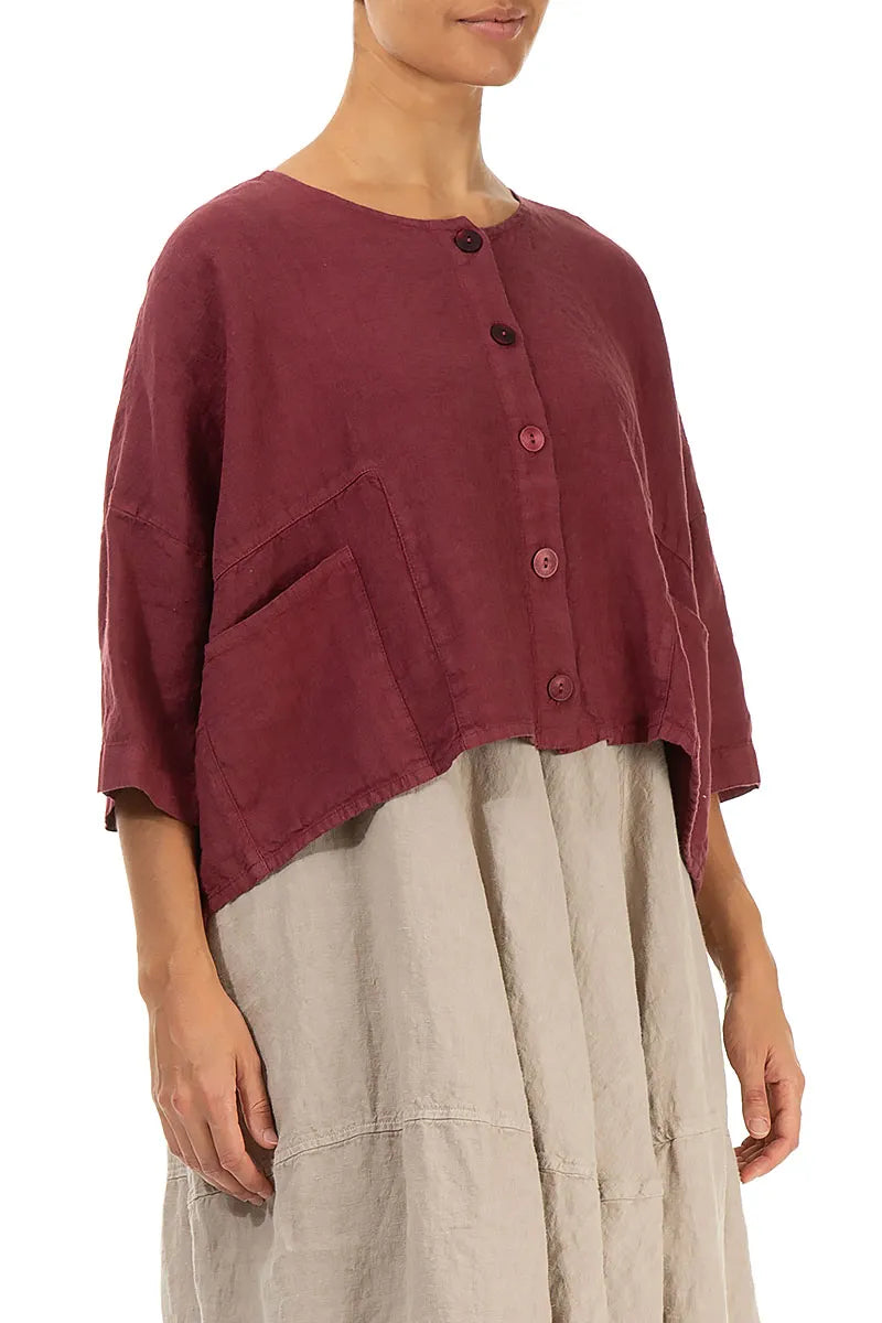Boxy Antique Ruby Linen Jacket 3