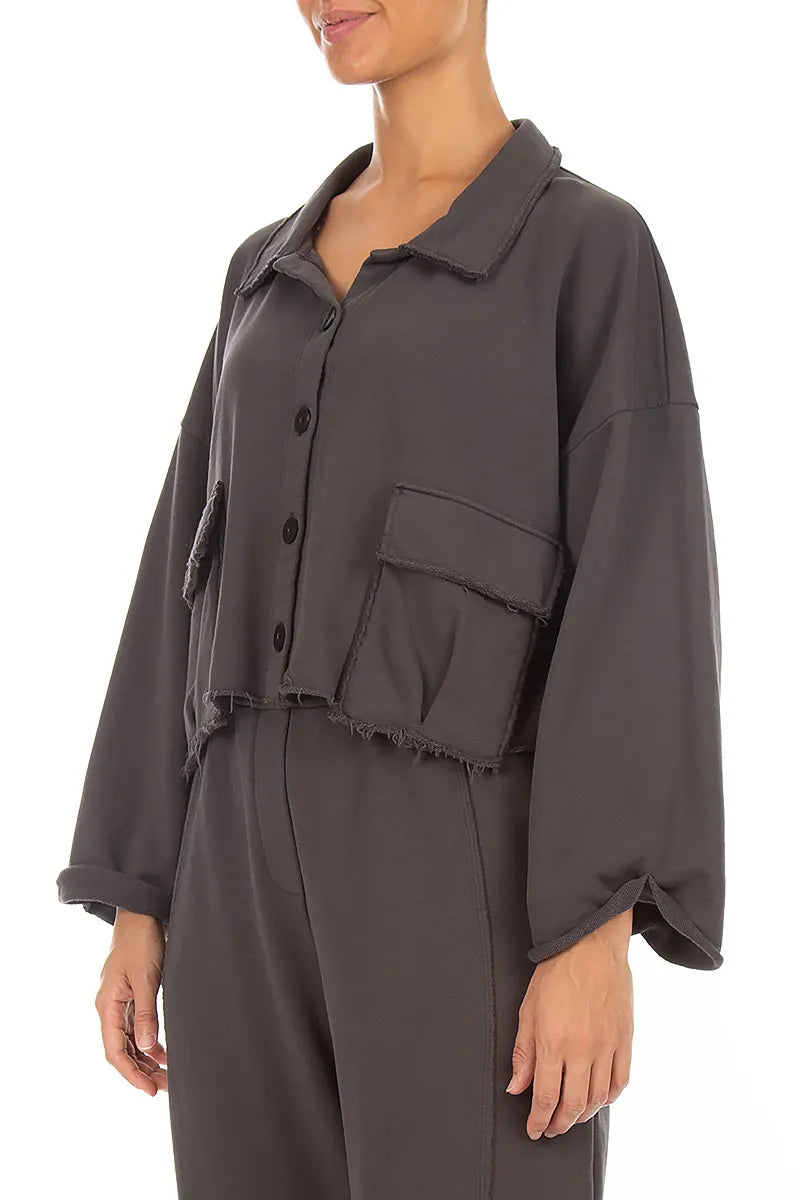 Veste ample et structurée Anthracite en coton French Terry