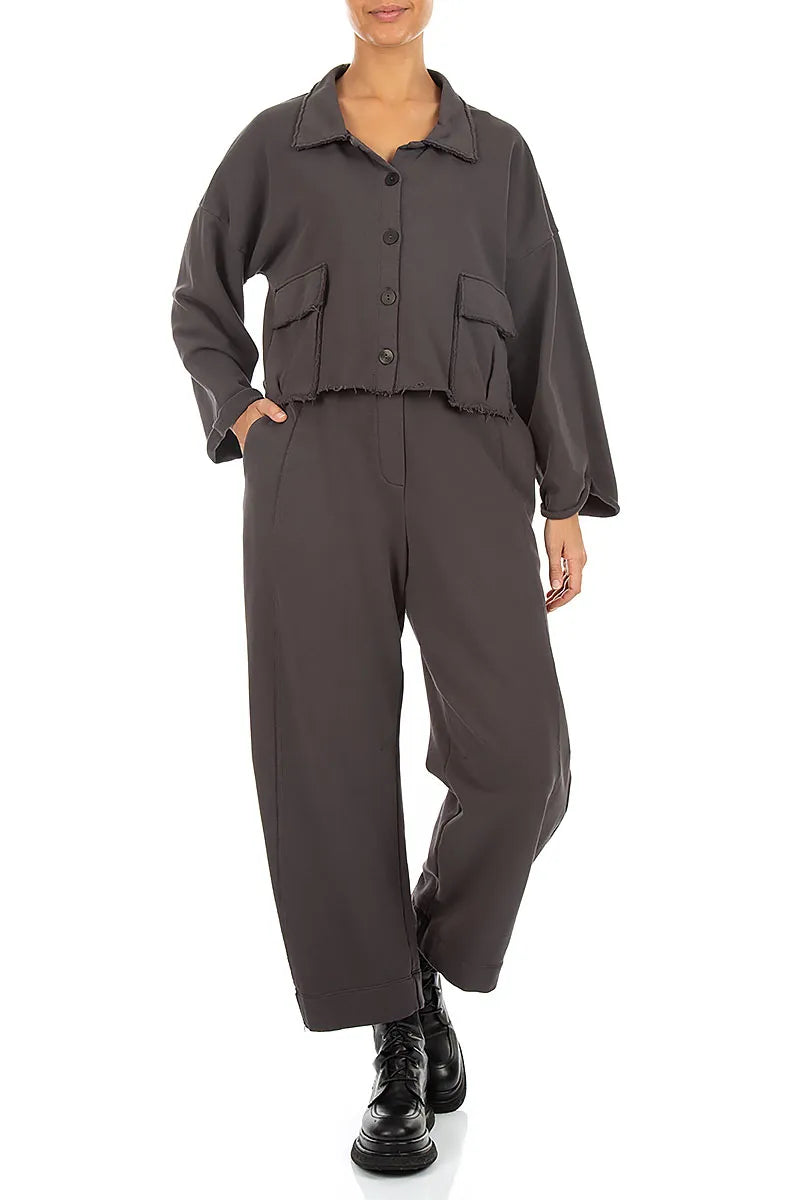 Veste ample et structurée Anthracite en coton French Terry