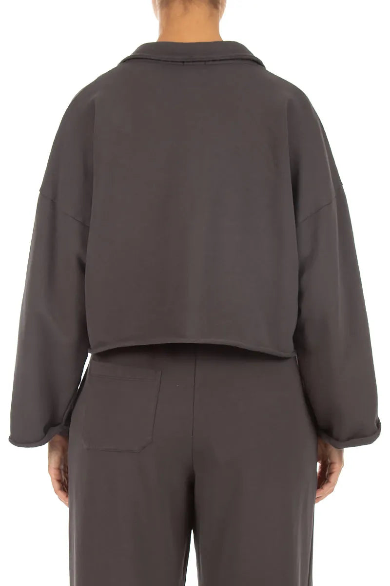 Veste ample et structurée Anthracite en coton French Terry