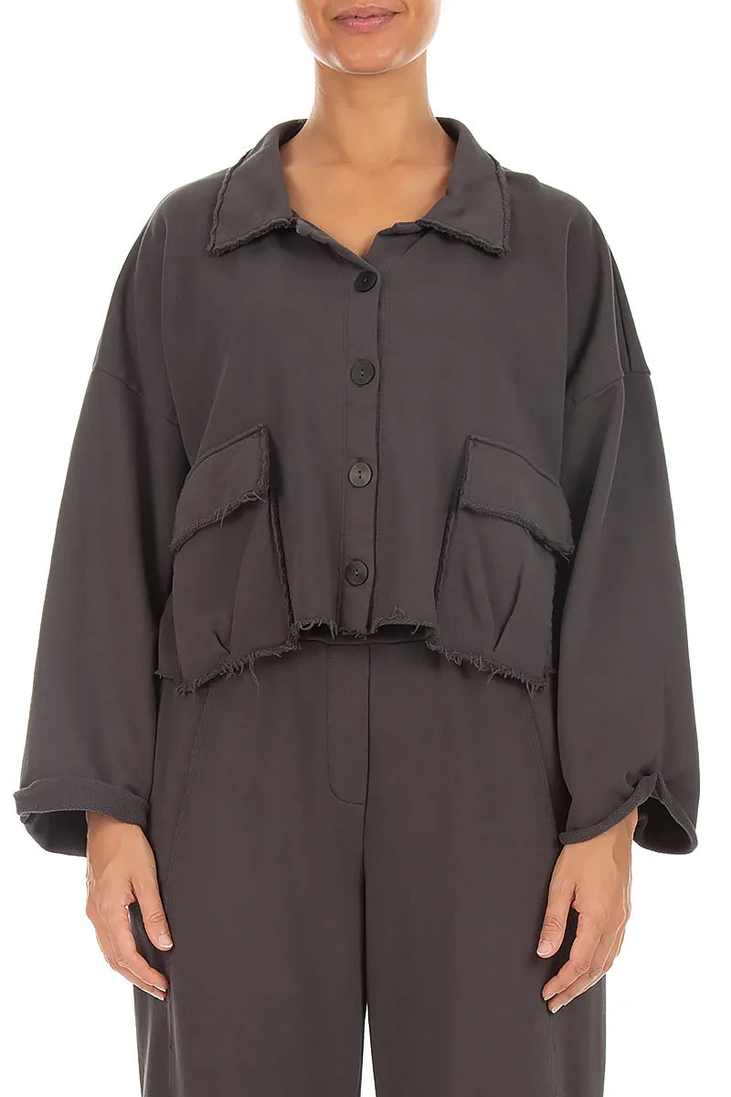 Veste ample et structurée Anthracite en coton French Terry