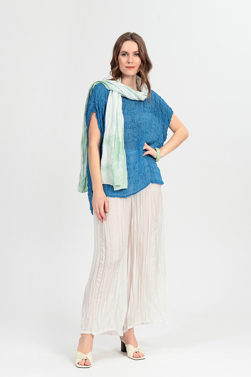 Boxy Cobalt Blue Light Silk Blouse 6