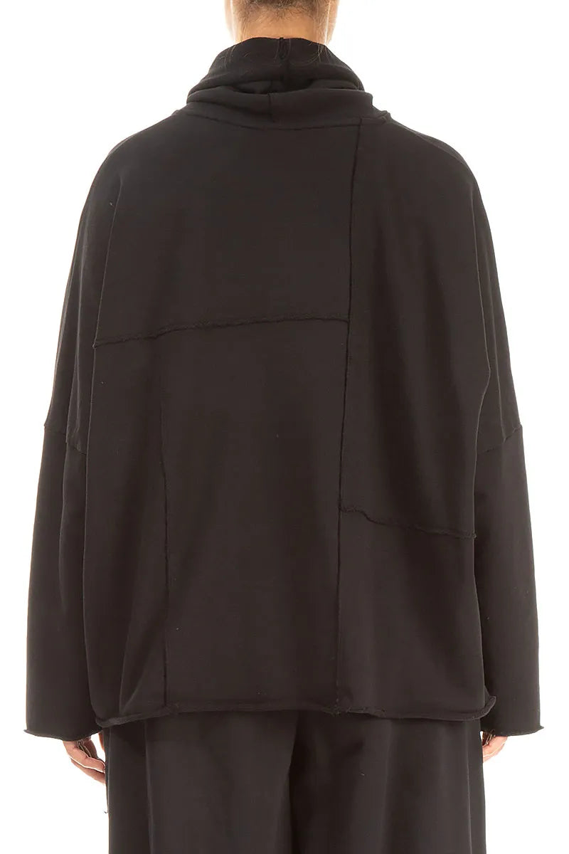 Boxy Cowl Neck Black Cotton Jumper 2