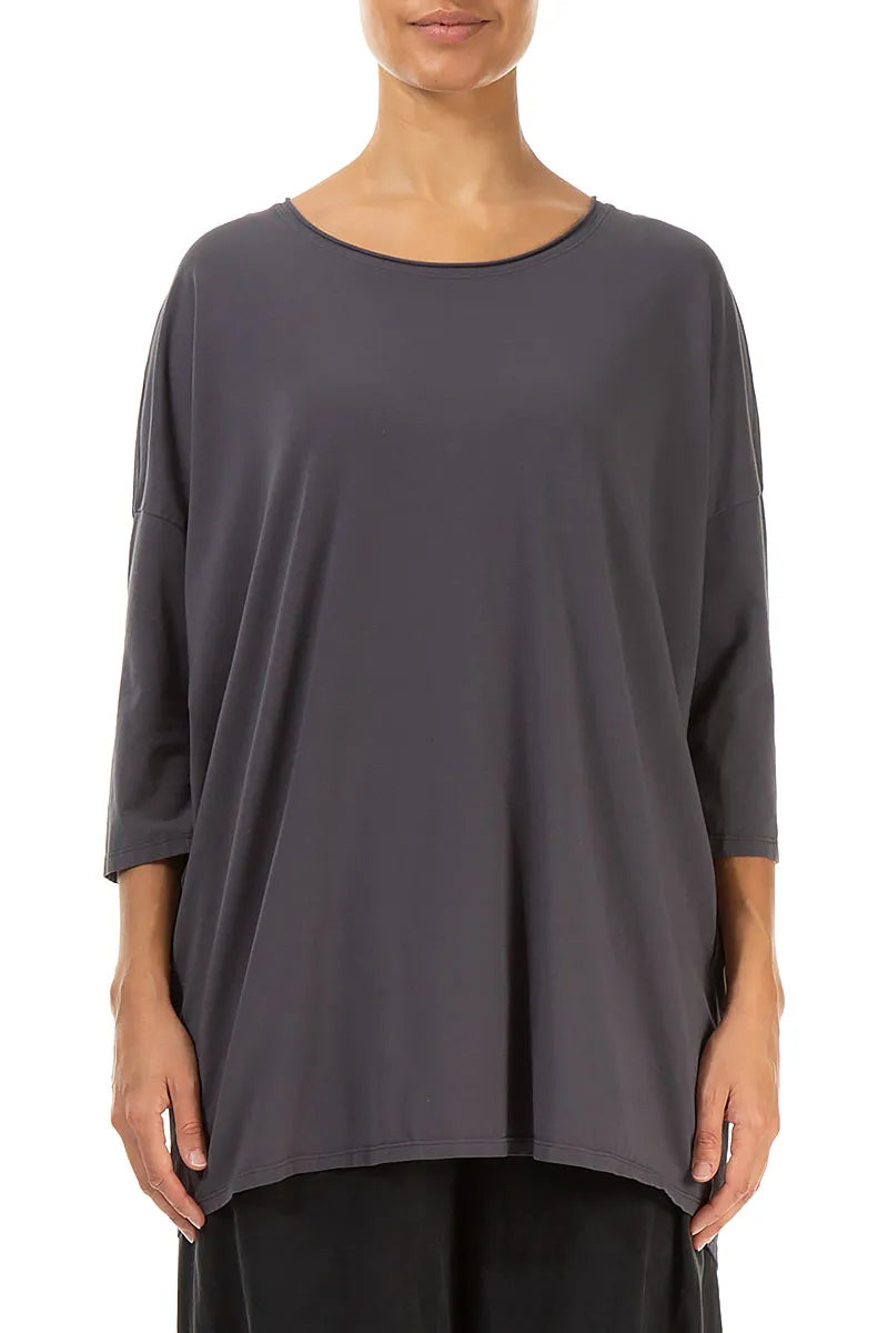 Boxy Graphite Cotton Blouse 1
