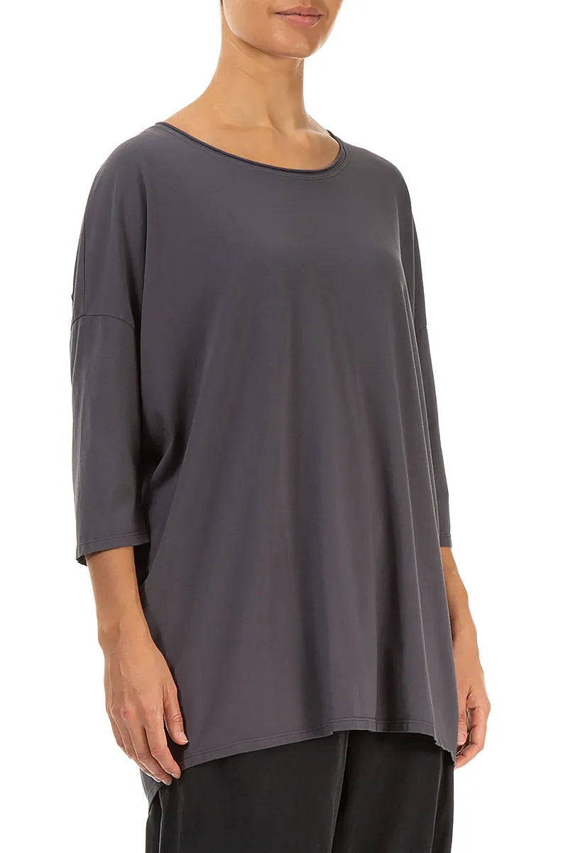 Boxy Graphite Cotton Blouse 3