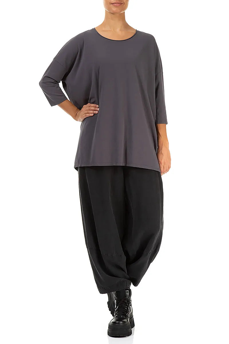 Boxy Graphite Cotton Blouse 4