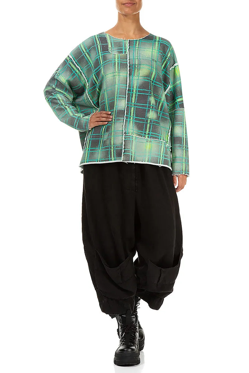 Boxy Green Check Cotton Jumper 4
