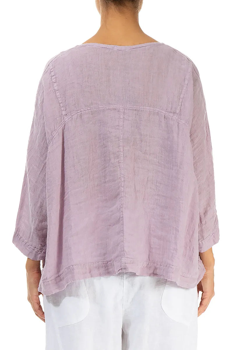 Boxy Lilac Gauze Linen Blouse 2