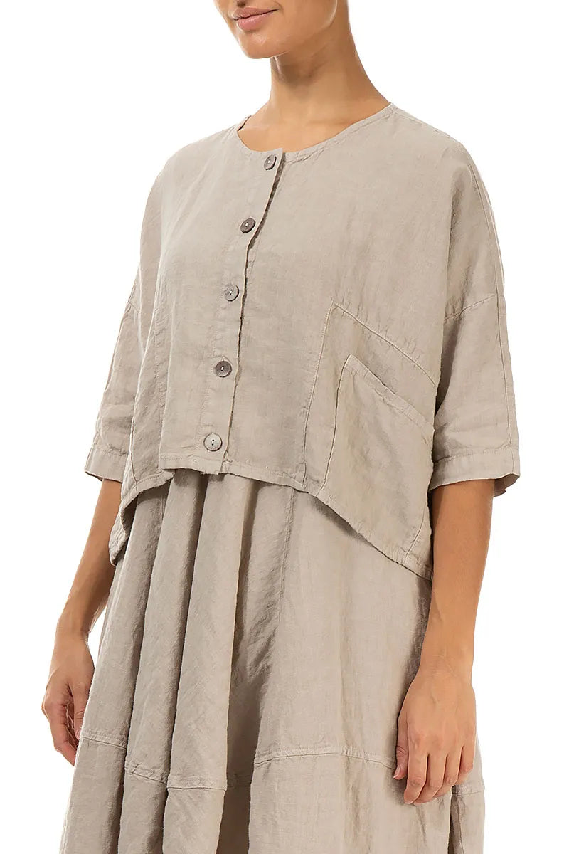 Boxy Beige Linen Jacket 3
