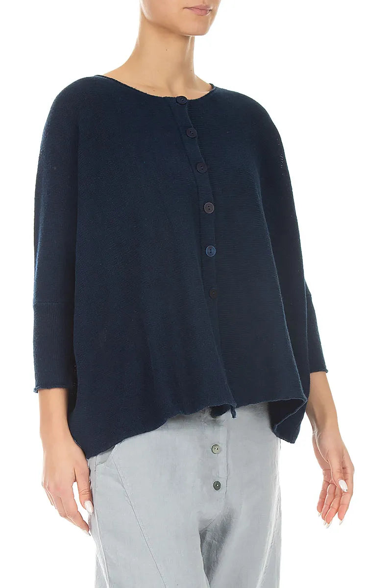Boxy Navy Linen Cardigan 3