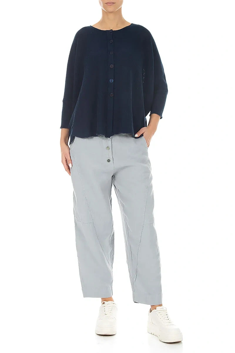 Boxy Navy Linen Cardigan 4