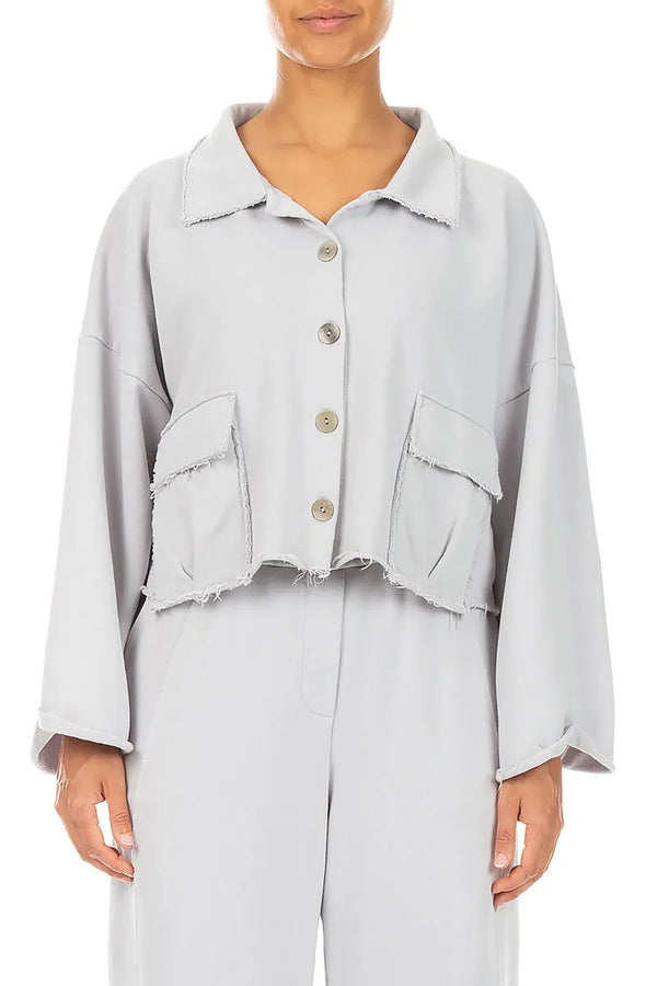 Boxy Pearl Grey French Terry Cotton Jacket
