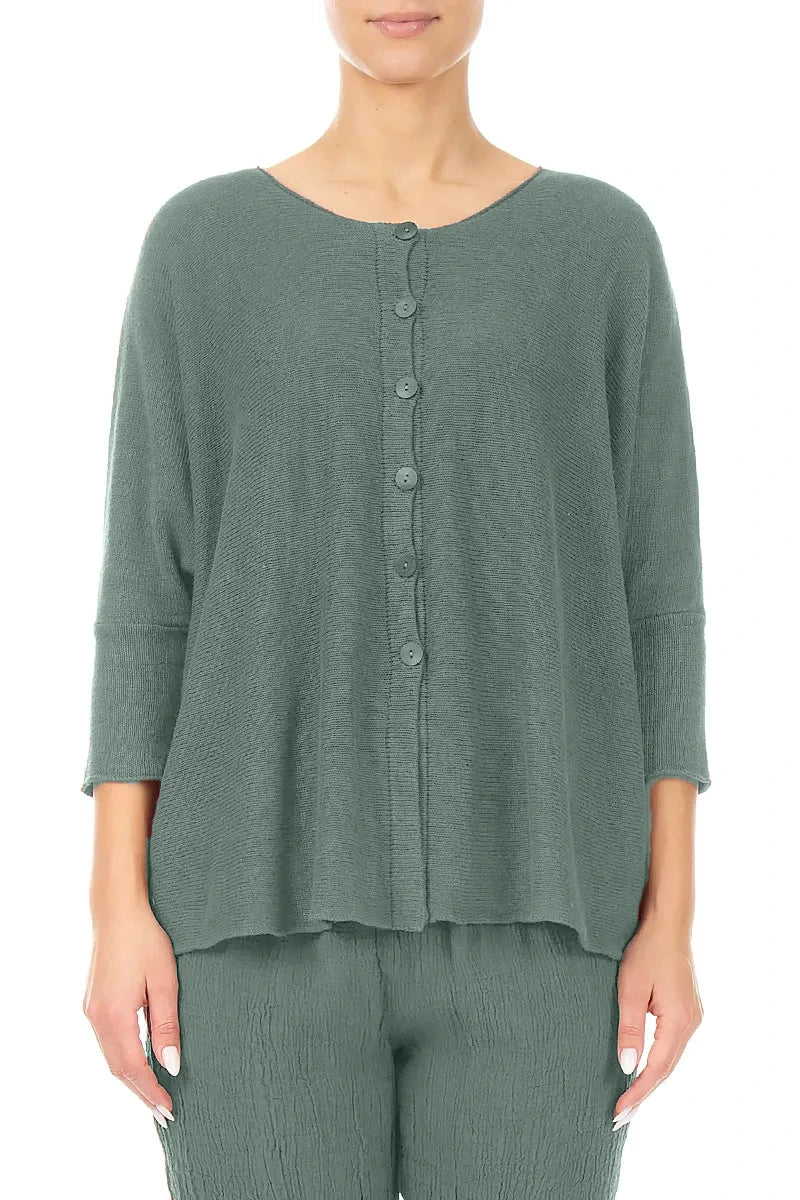 Boxy Sage Linen Cardigan 1