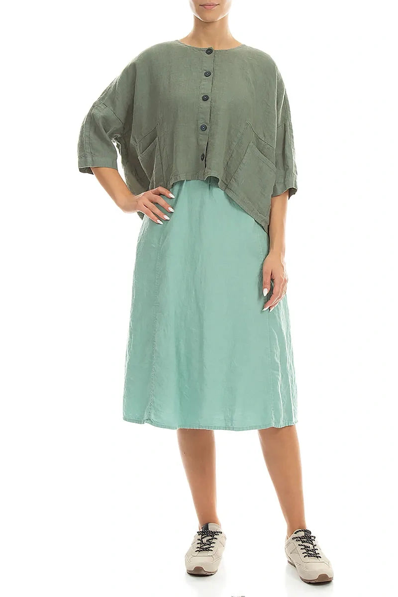 Boxy Sage Linen Jacket 4