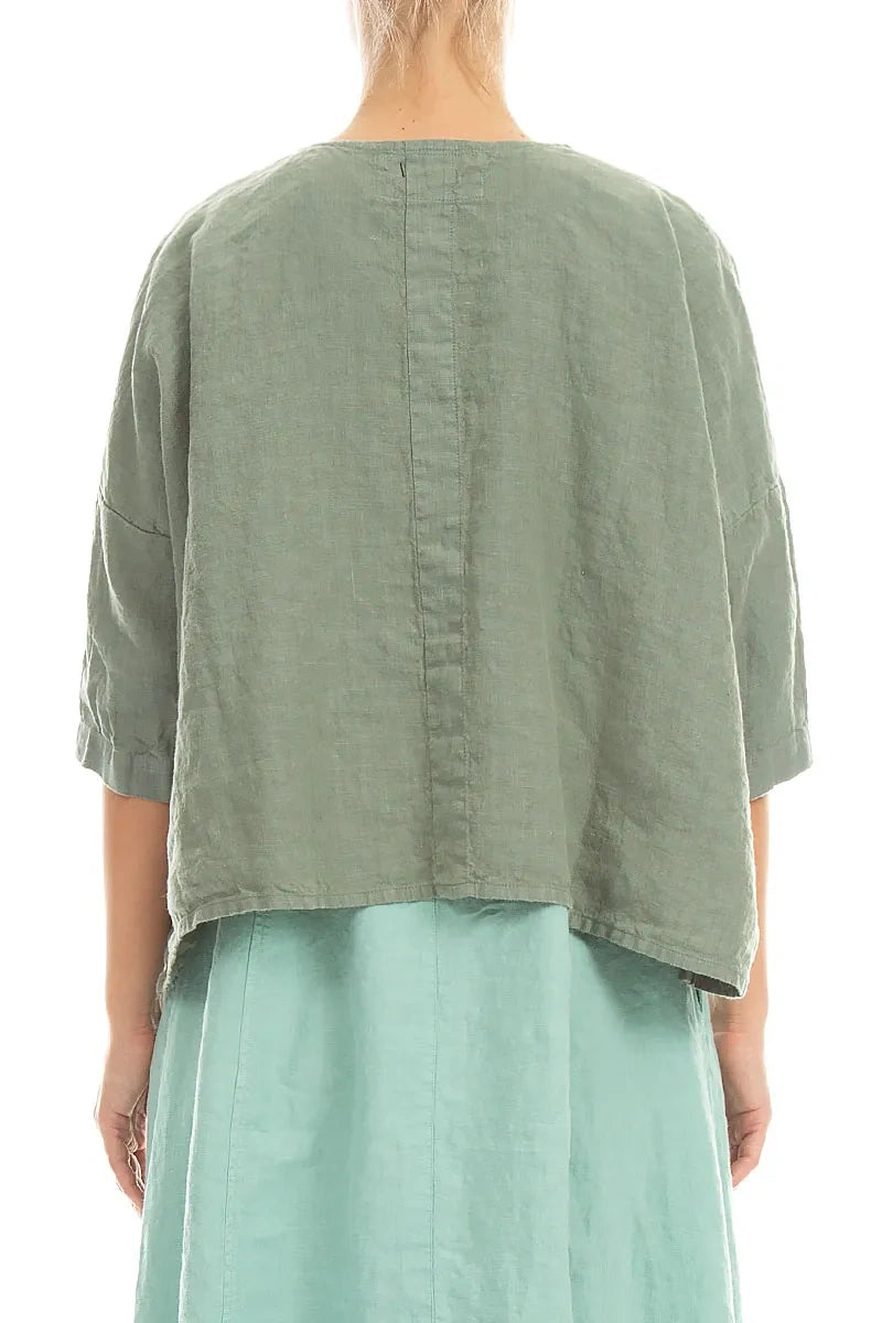 Boxy Sage Linen Jacket 2