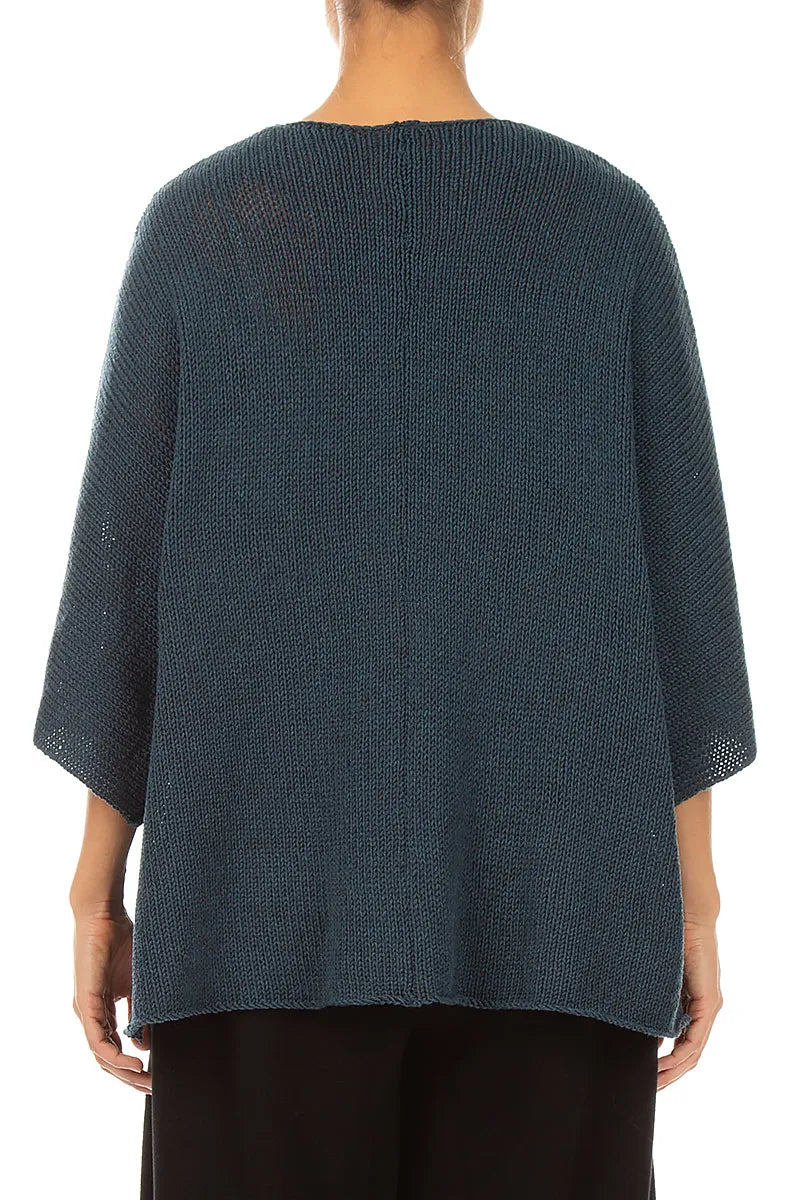 Boxy Slate Blue Merino Wool Jumper 2