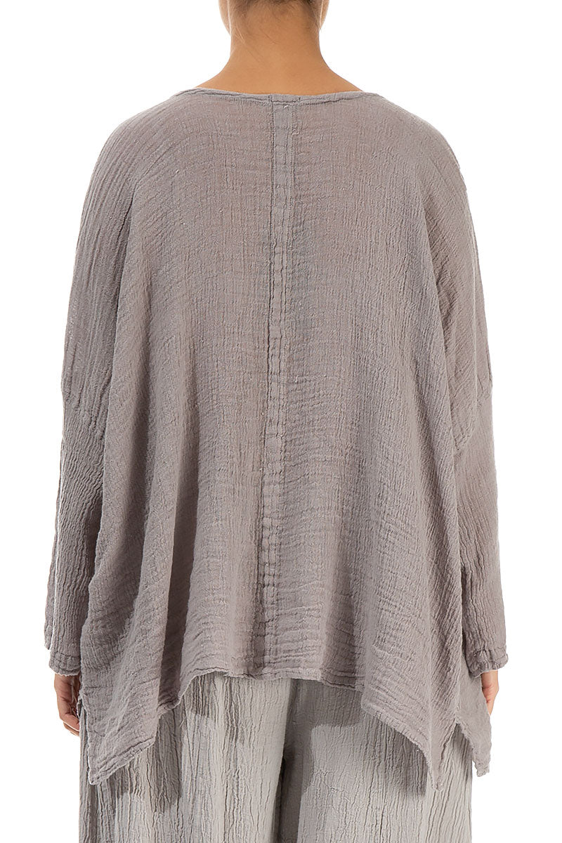 Boxy Taupe Linen Blouse