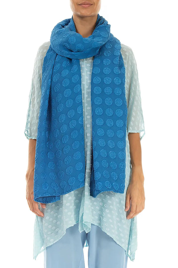 Foulard en soie bleu cobalt à bulles