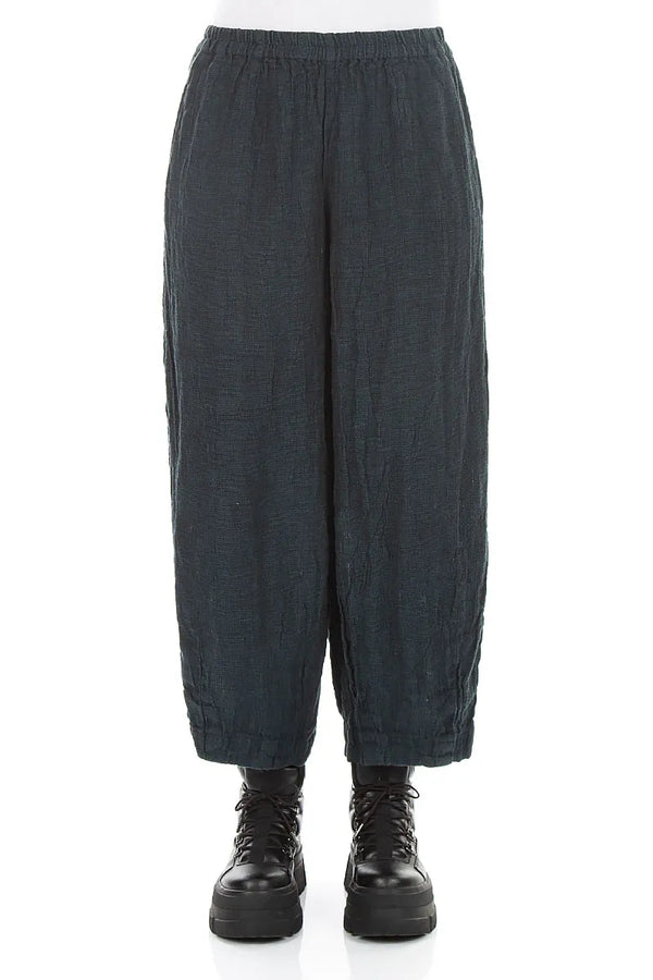 Bubble Deep Turquoise Mélange Linen Trousers 1