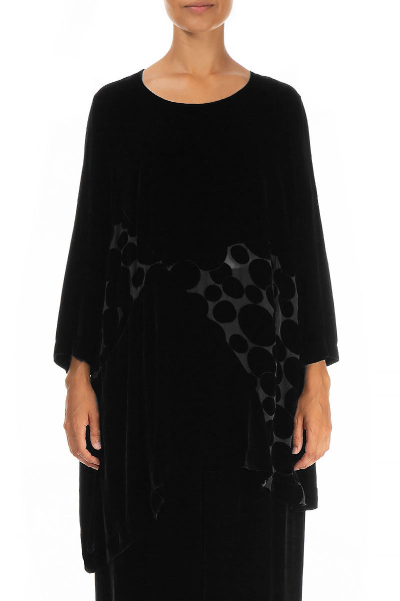 Bubble Pattern Black Silk Velvet Tunic 1