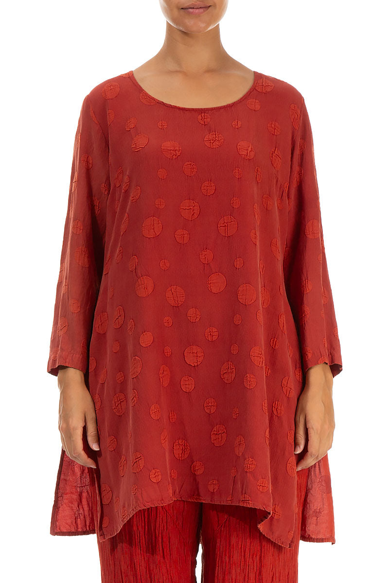 Bubble Red Orange Silk Cotton Tunic